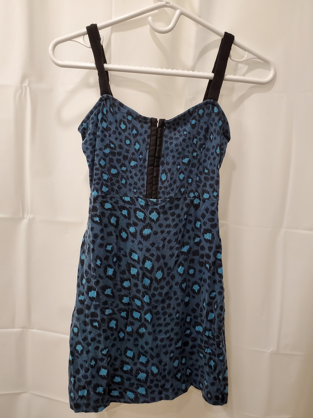 Y2K Vintage Turquoise Leopard Print Mini Dress